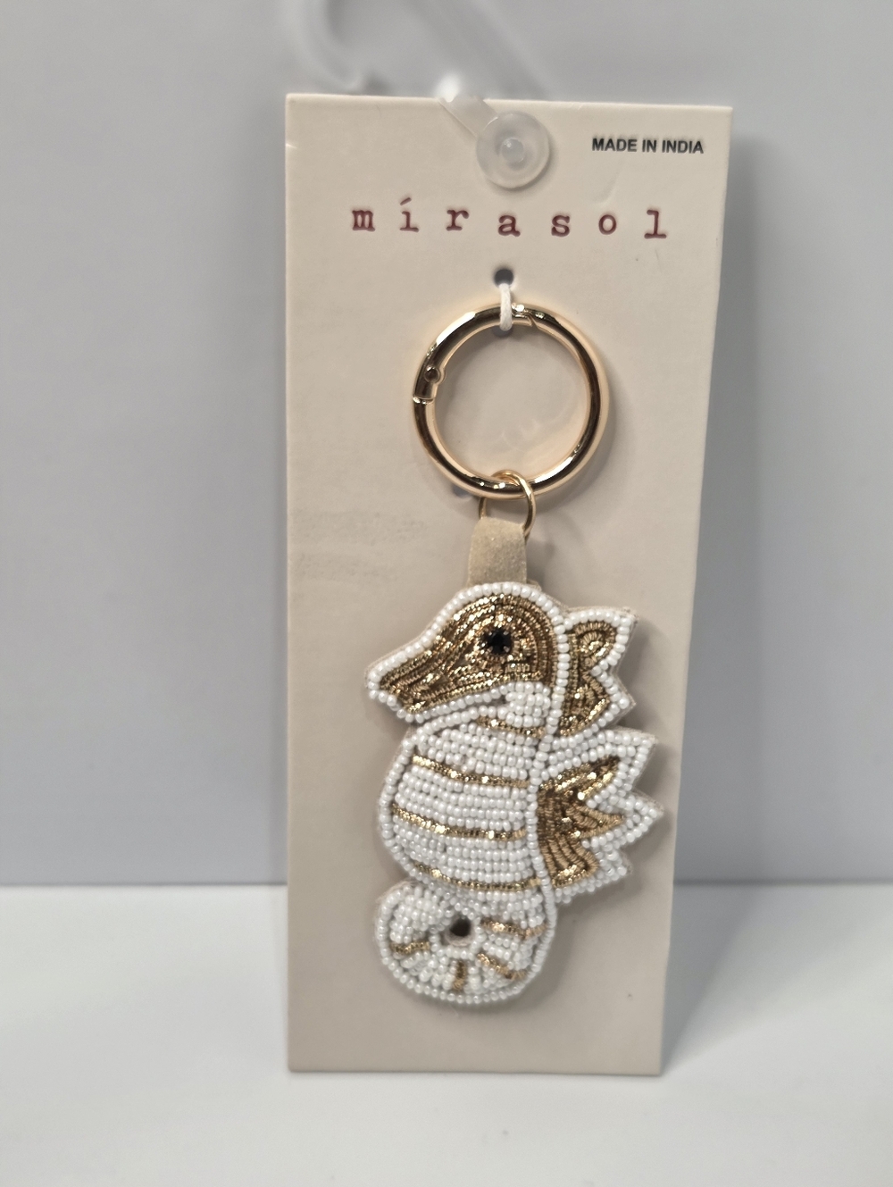 💛🔹️Mirasol🔹️ "Uk Tk Maxx " White & Gold Beaded Seahorse Key Holder